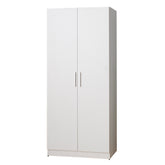 Viviane Contemporary Wood Closet with Hanging Bars and Five Shelves in White
