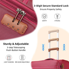 Luggage Sets 4 Piece, Softsied Suitcases with Spinner Wheels, Rose Red