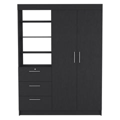Kenya 2 Piece Bedroom Set, Armoire + Nightstand, Black
