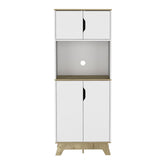 Microwave Tall Cabinet Wallas, Kitchen, Light Oak / White