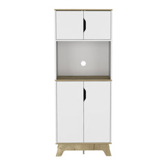 Microwave Tall Cabinet Wallas, Kitchen, Light Oak / White