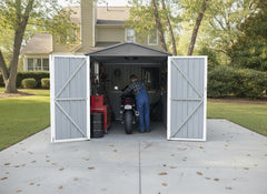 Motorcycle Outdoor Storage Shed With Window ,without tracks and fixtures ,Grey+White
