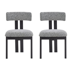 Upholstered Armless Dining Chairs With Metal Legs (Set of 2),Black+White