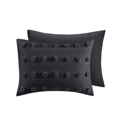 2 PCS Twin/Twin XL Clip Jacquard Duvet Cover Set Black