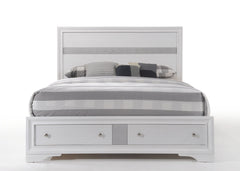 Naima White Finish EK Bed W/Storage