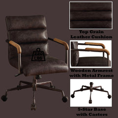 Harith Antique Slate Top Grain Leather Office Chair