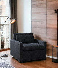 Naveen Dark Gray Fabric Swivel Chair with 1 Toss Pillow