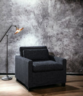 Naveen Dark Gray Fabric Swivel Chair with 1 Toss Pillow