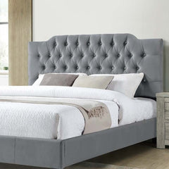 Gorgeous Gray Velvet Full Size Bed 1pc Bedframe Modern Tufted Upholstered Headboard Bedroom Furniture