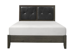 Contemporary Design Dark Gray Finish Full Bed 1pc Button-Tufted Faux Leather Upholstered Headboard Wooden Bedroom Furniture