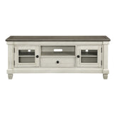 1pc TV Stand with Drawer Storage Cabinets Wooden Living Room Furniture, Antique White and Rosy Brown TV Console Table