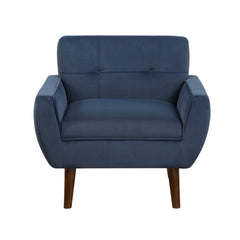 Navy Blue Accent Chair Upholstered Velvet Cushion Seat Back Tufted Contemporary Living Room Furniture 1pc