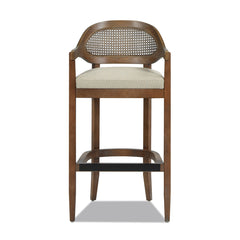 Americana Mid-Century Modern 30.5" Cane Back Bar Stool, Taupe Beige