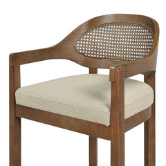 Americana Mid-Century Modern 30.5" Cane Back Bar Stool, Taupe Beige