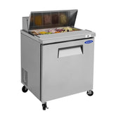Orikool 29 IN Commercial Refrigerators Sandwich&Salad Prep Table with a Butcher Block Cutting Board, Protection Lid, Cold Storage, ETL Certified