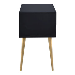 Black and Gold Side Table with 2 Drawer
