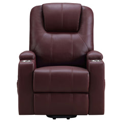 Macklin Wine Upholstered Power Lift Massage Recliner