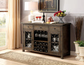 Rustic Walnut 1pc Server Solidwood Metal Functional Storage Drawers Server Scroll Details