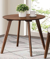 Contemporary Round Mid-Century Side Table With tapered Legs Walnut