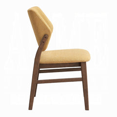 Farmhouse Style Walnut Finish and Yellow Dining Side Chairs Set of 2 Comfortable Backrest Dining Furniture