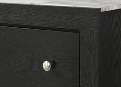 1pc Contemporary Modern White Faux Marble Top 6 Drawers Dresser Black Finish Bedroom Furniture