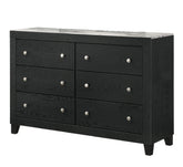 1pc Contemporary Modern White Faux Marble Top 6 Drawers Dresser Black Finish Bedroom Furniture