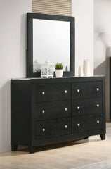 1pc Contemporary Modern White Faux Marble Top 6 Drawers Dresser Black Finish Bedroom Furniture
