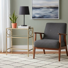 Grifton Rectangular Antique Gold Metal and Glass Accent Table