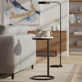 Cerro Round Metal Accent Table with Marble Top