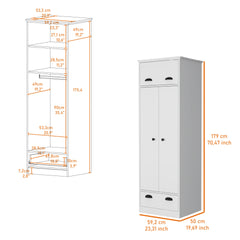 Linch Armoire with Hinged Drawer, Double Door Cabinet and 1-Drawer