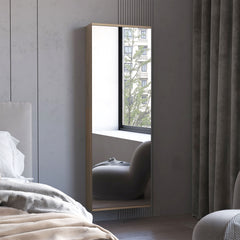 FM FURNITURE Queen Creek Shoe Rack with Mirror and One Door, Natural Oak