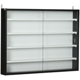 HOMCOM 5-Tier Display Cabinet, Glass Display Case with 2 Doors and Adjustable Shelves, Wall-Mounted, Black, White