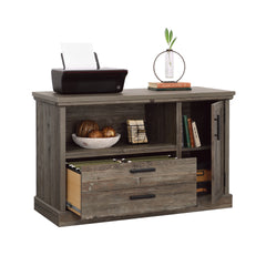 File Credenza with Adjustable Shelf, Brown finish