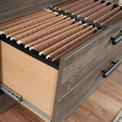 File Credenza with Adjustable Shelf, Brown finish