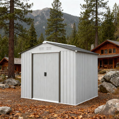 Garden Shed white Garden Storage Shed with Foundation Kit, 4 Vents and 2 Easy Sliding Doors for Backyard, Patio, Garage, Lawn