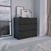 Dresser 31"H, 3 Drawers, Chest of Drawers, Black