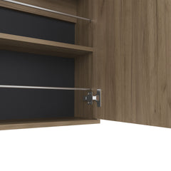 Wall Shoe Rack 54" H, One Mirror, One Door, Five Internal Storage Shelves, Approximate Capacity for Ten Shoes