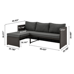3-Piece Sectional Set in Brown and Gray