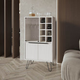 Fairfax Bar Cabinet in melamine with glass rack and wine storage,white