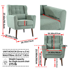 Modern Accent Chair,Teddy Fabric Living Room Chairs Comfy Reading Chair,Mid Century Accent Chair, Lounge Arm Chairs Armchair for Living Room Bedroom (Light Green)