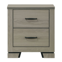 Modern Sleek Design Two Drawers Nightstand 1pc Gray Finish Wooden Bedroom Furniture Bedside Cabinet
