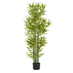 5' Artificial Bamboo with Black Plastic Pot, Set of 2