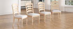 TOPMAX Vintage Traditional 4-Piece Upholstered Dining Chairs, Serrated Dining Backs, Natural