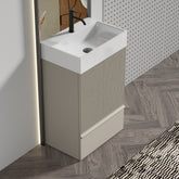 Gada 20" Striped Cashmere Grey Bathroom Vanity with Ceramic Sink, Freestanding Bathroom Cabinet for Modern Bathroom, One-Piece White Ceramic Basin Without Drain and Faucet, KD