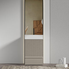 Gada 20" Striped Cashmere Grey Bathroom Vanity with Ceramic Sink, Freestanding Bathroom Cabinet for Modern Bathroom, One-Piece White Ceramic Basin Without Drain and Faucet, KD