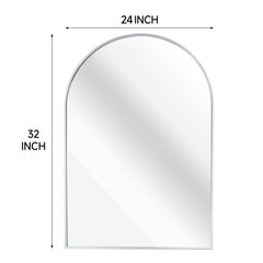 24x32 Inch Silver Metal Framed Arched Bathrrom Mirror for Wall.(W2203P220257)