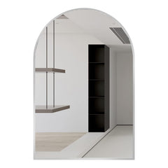 24x32 Inch Silver Metal Framed Arched Bathrrom Mirror for Wall.(W2203P220257)