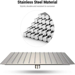 12 Inch Brushed Nickel Rain Shower Head, Square Ultra Thin 304 Stainless Steel High Pressure Shower Head Waterfall Full Body Coverage Waterfall Shower Head