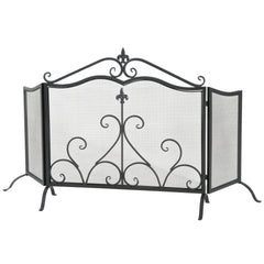 Onyx 3-Panel Iron Fireplace Screen 54" x 31.5", Black Finish