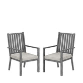 Set of 2 23" All-Weather Aluminum Patio Dining Chairs with Thick Gray Cushions and Gray Frame